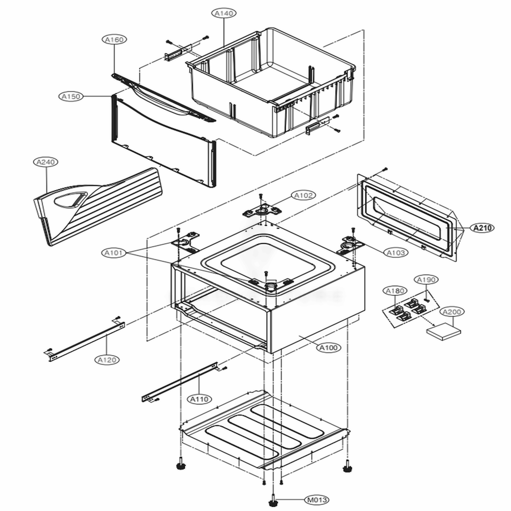 Main Diagram and Parts List for WDP4W BBWEEUS LG Laundry Accessories