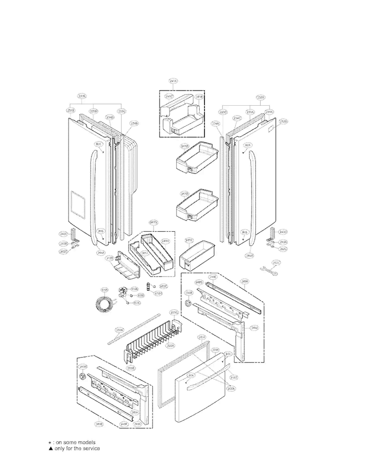 Door Parts Diagram and Parts List for LFX25975SB 01 LG Refrigerator