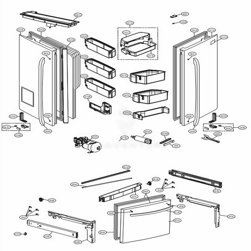 Door Parts Diagram and Parts List for 79993 ASTCSE1 LG Refrigerator