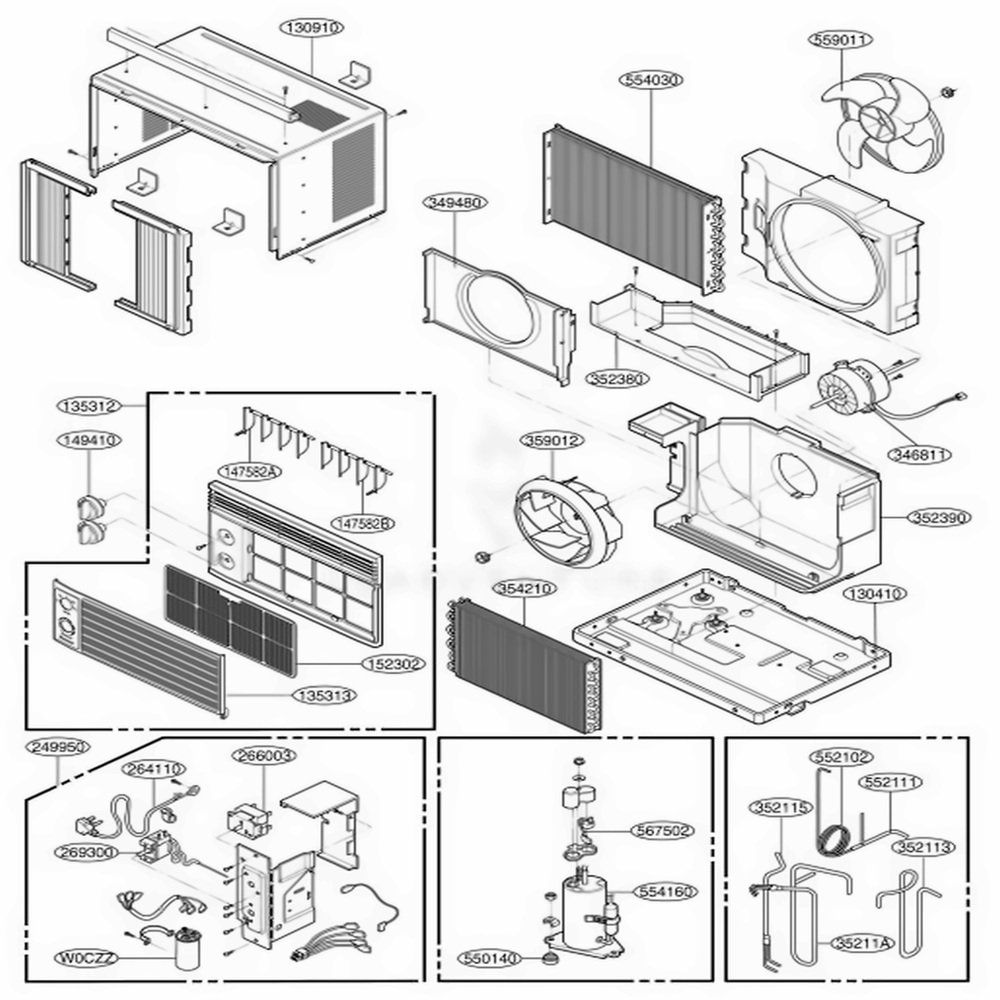 Main Diagram and Parts List for ZQ07A10B AWYAFRD LG Air Conditioner