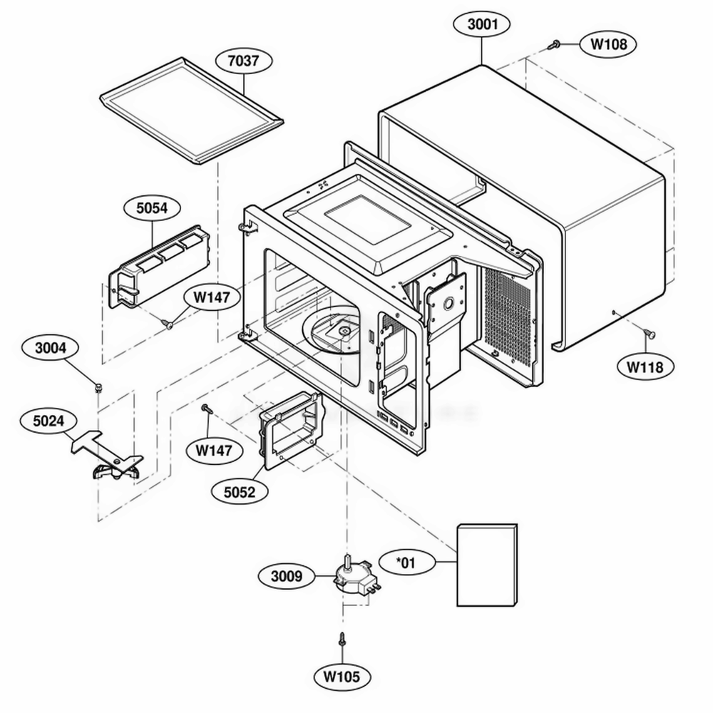 Oven Cavity Parts Diagram and Parts List for LD10MP AGREAMA LG Wall Oven