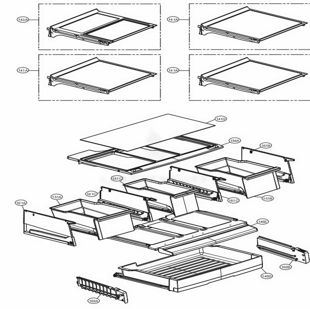 Refrigerator Parts Diagram and Parts List for UPFXC2466S ASTCNA0 LG Refrigerator