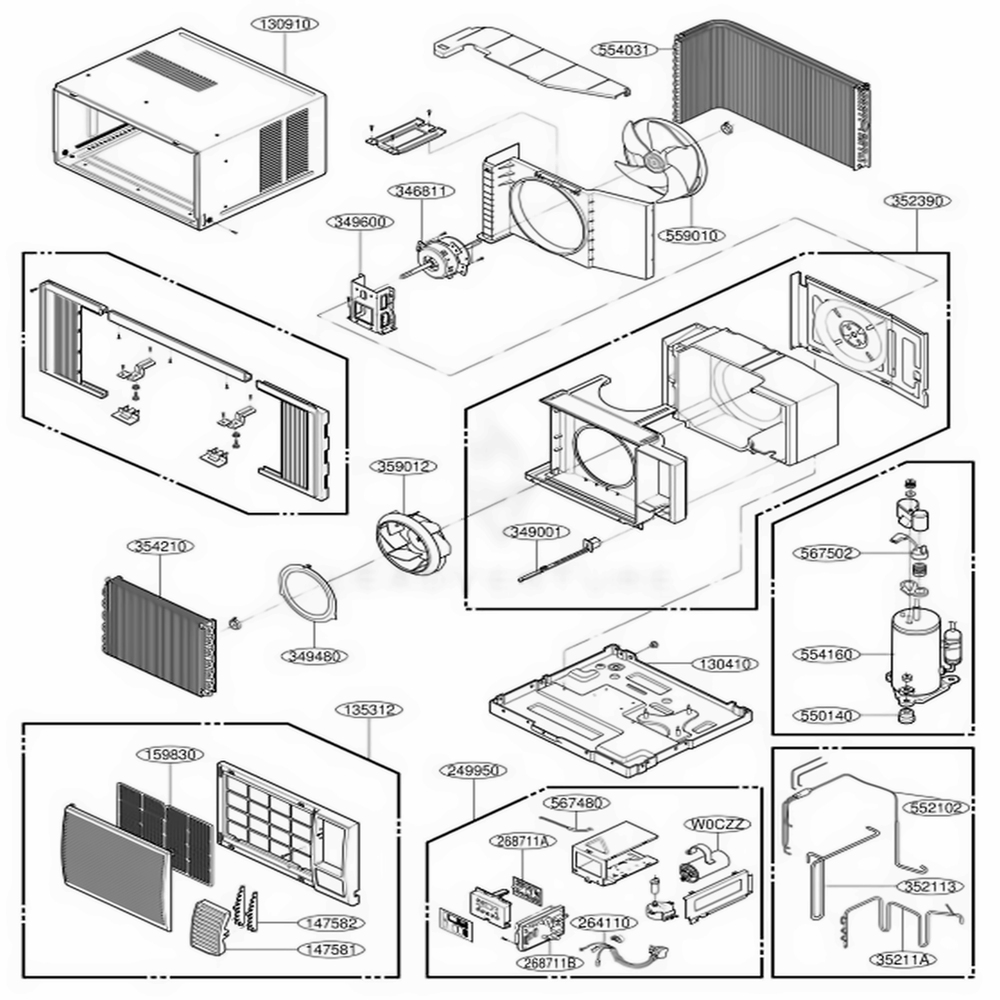 Main Diagram and Parts List for M1003R AWYAUSG LG Air Conditioner