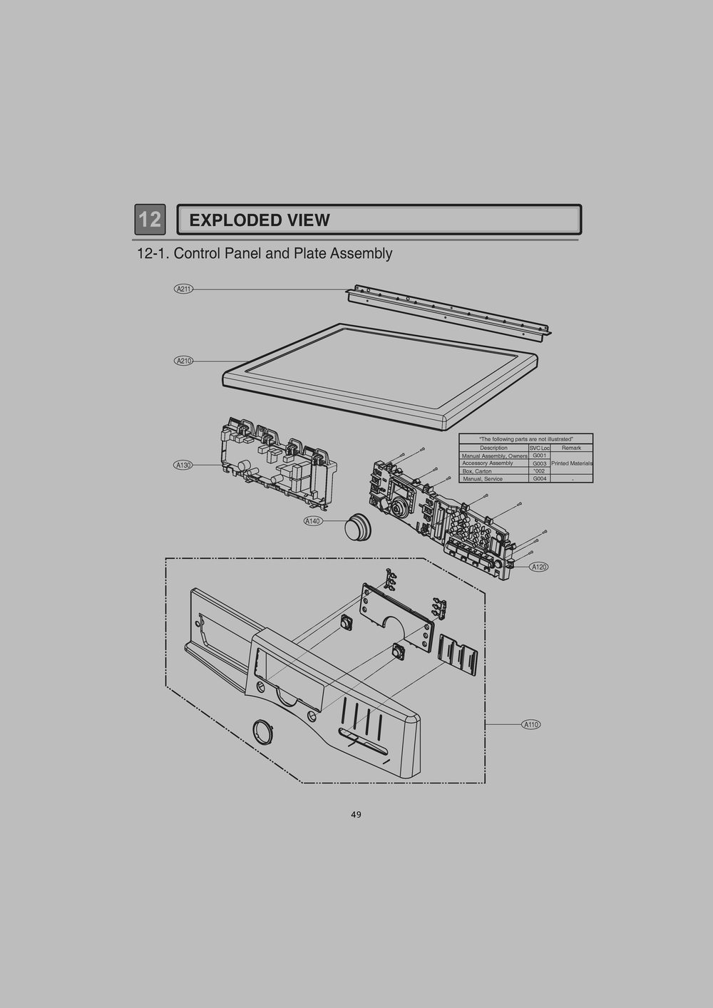 Control Panel And Plate Assembly Diagram and Parts List for RV13A2GS ASTESEU LG Dryer