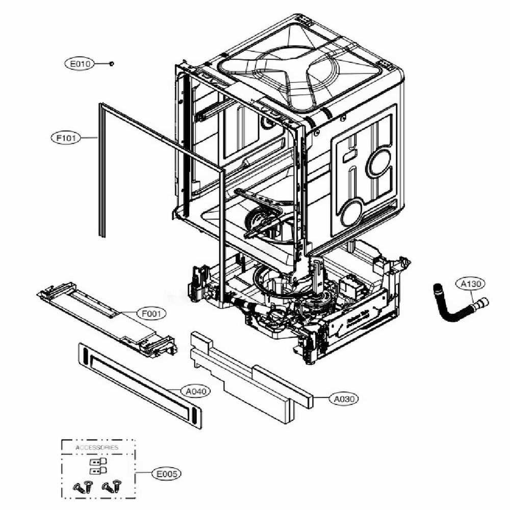 Main Diagram and Parts List for LDP6810BD ABDESNA LG Dishwasher