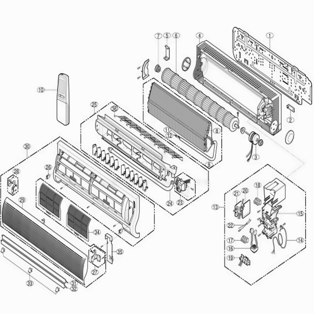 Indoor Unit Diagram and Parts List for LSB0960HM WYZGEC LG Air Conditioner