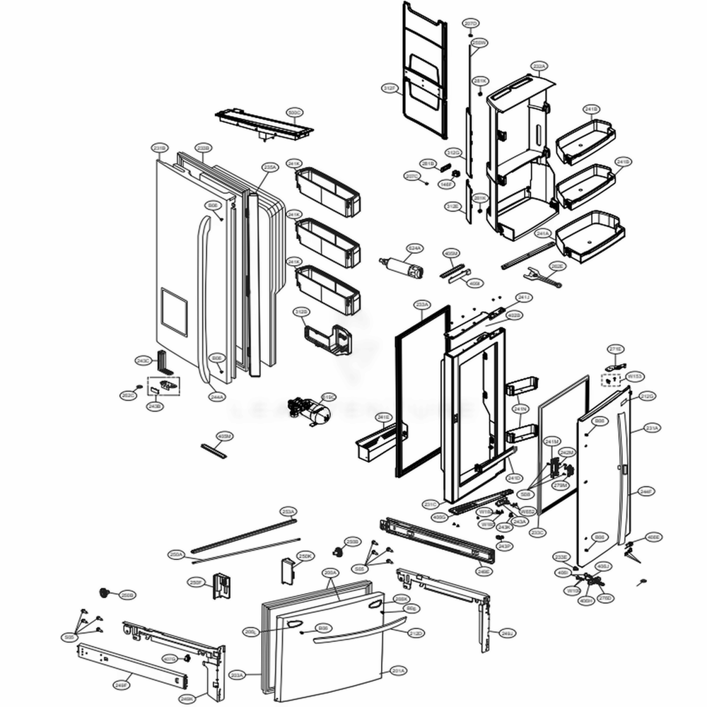 Door Parts Diagram and Parts List for LFXS29766S ASTCNA1 LG Refrigerator