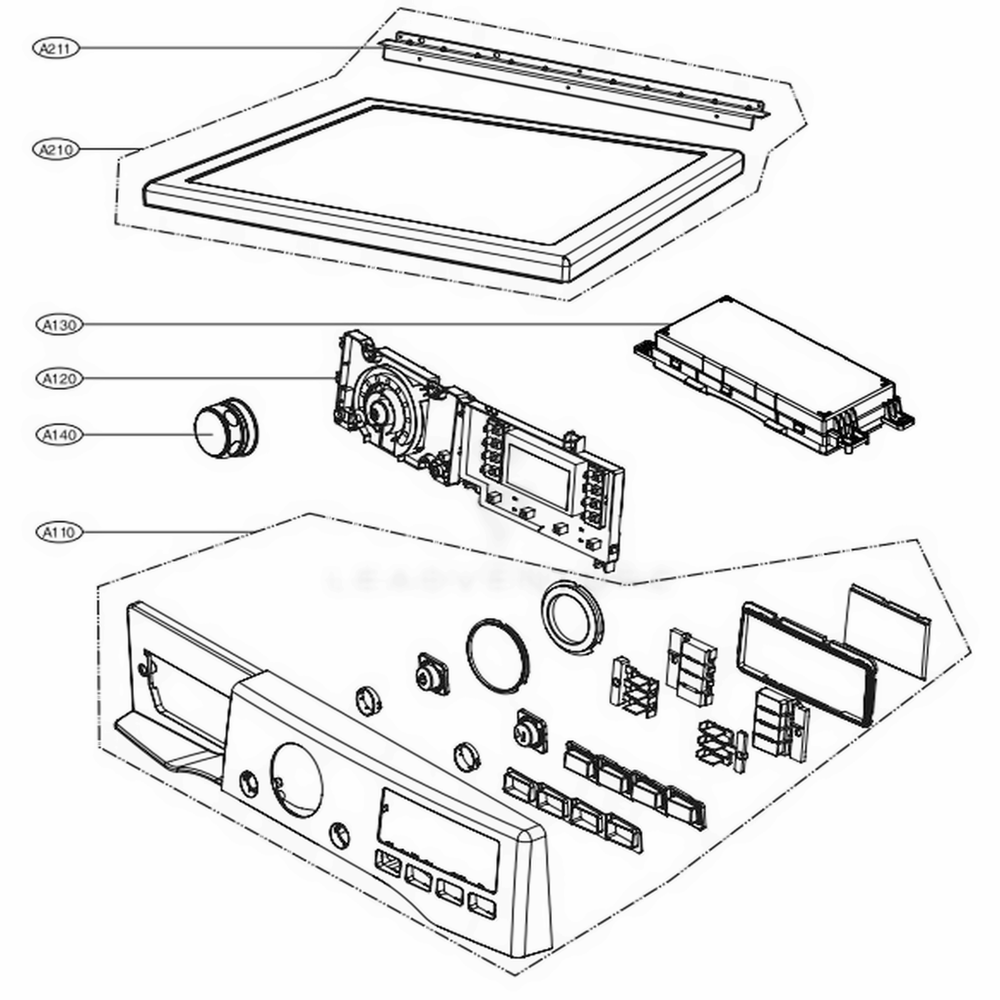 Control Panel And Plate Assembly Diagram and Parts List for DLGX3371V ASSEEUS LG Dryer