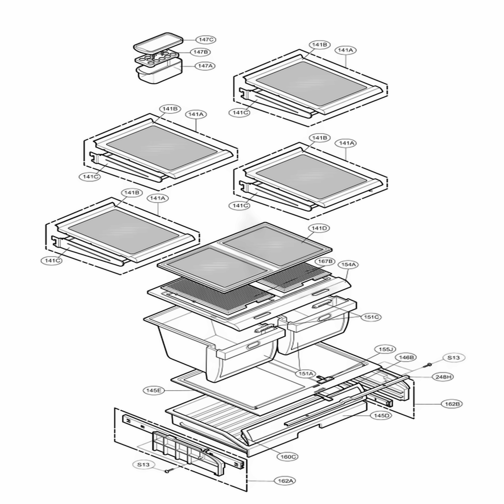 Refrigerator Parts Diagram and Parts List for 75543 ASTCSER LG Refrigerator
