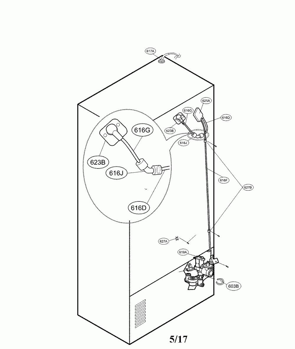 Valve and water parts Diagram and Parts List for 79570322311  Kenmore Refrigerator