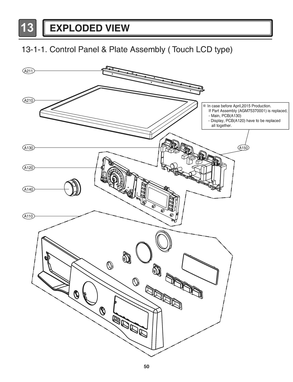 Control Panel And Plate Assembly Diagram and Parts List for RV1398DS ACREEUS LG Dryer