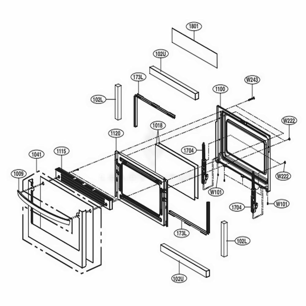 Lower Door Parts Diagram and Parts List for LDE4415BD ABDLLGA LG Range