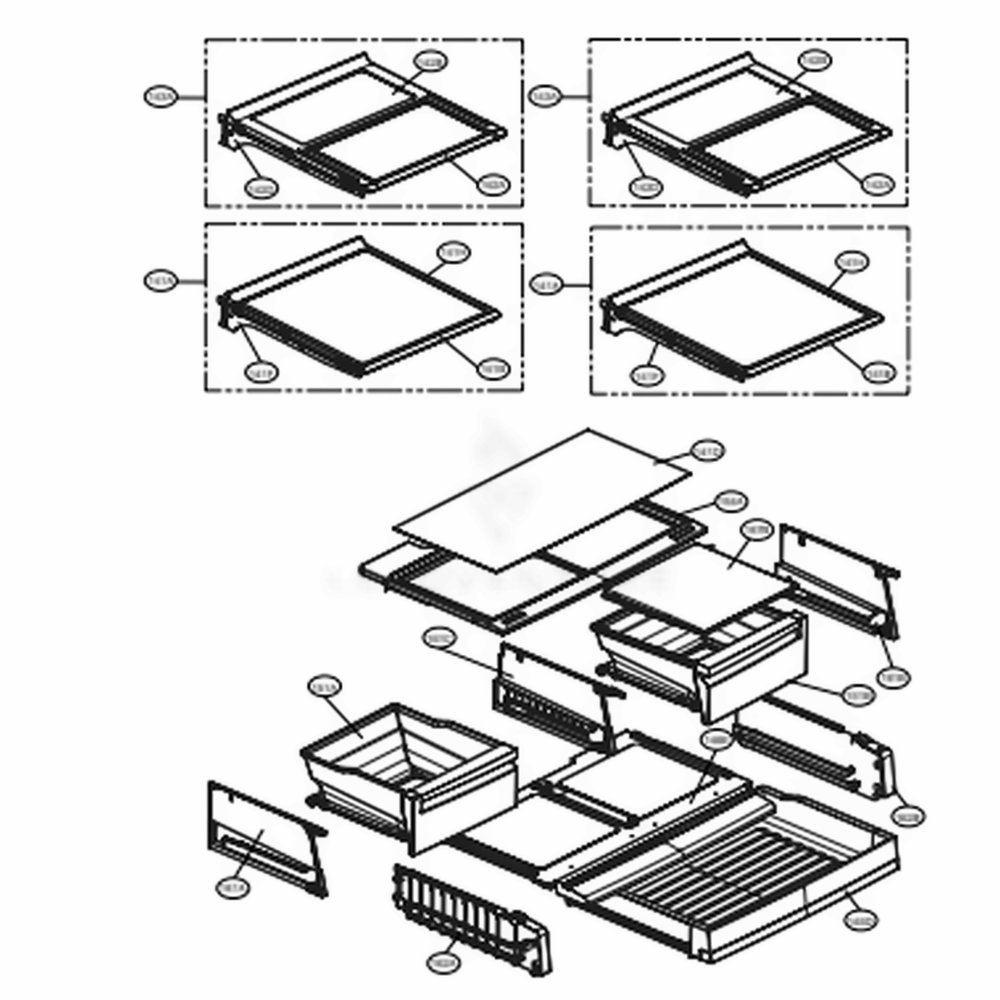 Refrigerator Parts Diagram and Parts List for 74053 ASTCSE1 LG Refrigerator