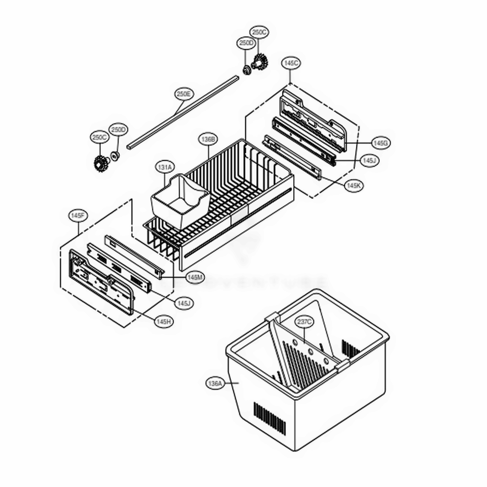 Freezer Parts Diagram and Parts List for 79753 AST2SER LG Refrigerator