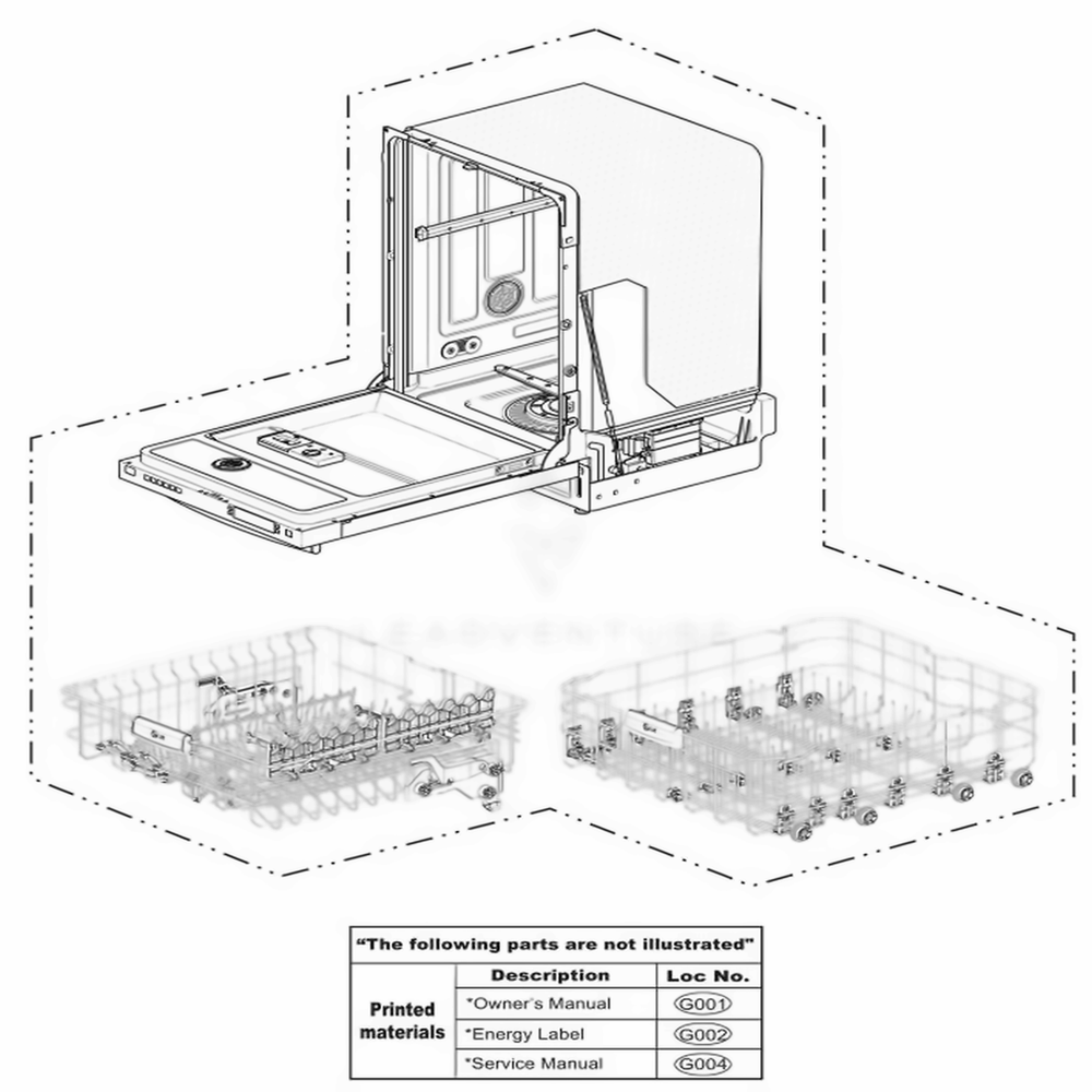 Main 2 Diagram and Parts List for LDF8764ST ASTEEUS LG Dishwasher