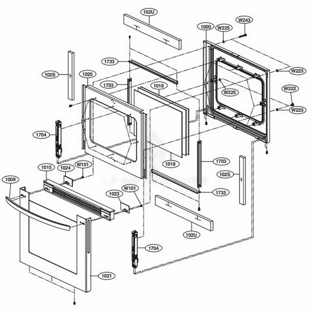 Door Parts Diagram and Parts List for LRG3194BM FBMELGA LG Range