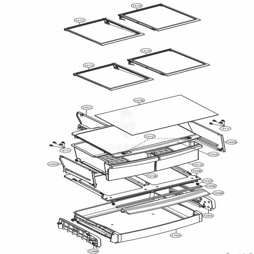 Refrigerator Parts Diagram and Parts List for LFNS22520D ASBCNA1 LG Refrigerator