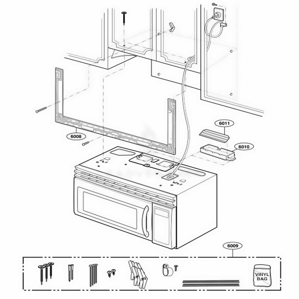 Installation Parts Diagram and Parts List for MMV4205AAB ABKEMTG LG Range