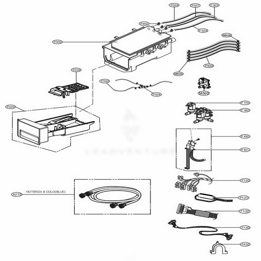 Dispenser Assembly 2 Diagram and Parts List for GCWM1069CS7 ASSEELC LG Washer Dryer Combo