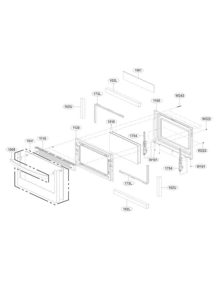 Lower Door Parts Diagram and Parts List for LDG4313ST  LG Range