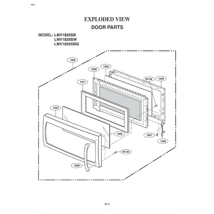 Section 3 Diagram and Parts List for LMV1825SB ABKELGA LG Microwave Oven Combo