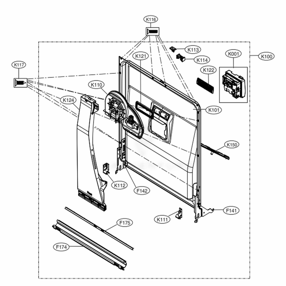 Door Liner Assembly Diagram and Parts List for LDP6809BM ABMESNA LG Dishwasher