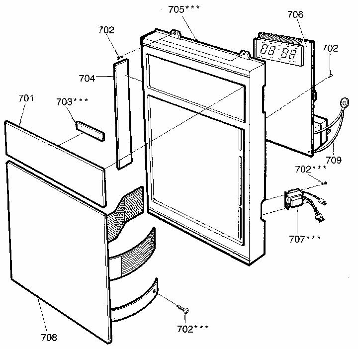Control Panel Diagram and Parts List for 7218965580  Kenmore Microwave