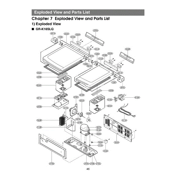 Section 1 Diagram and Parts List for GR-K16SLQ AGSCAST LG Refrigerator