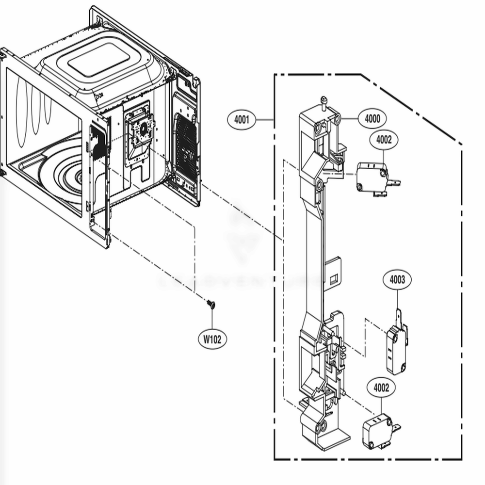 Latch Board Parts Diagram and Parts List for LMC2075BD CBDEBBY LG Microwave