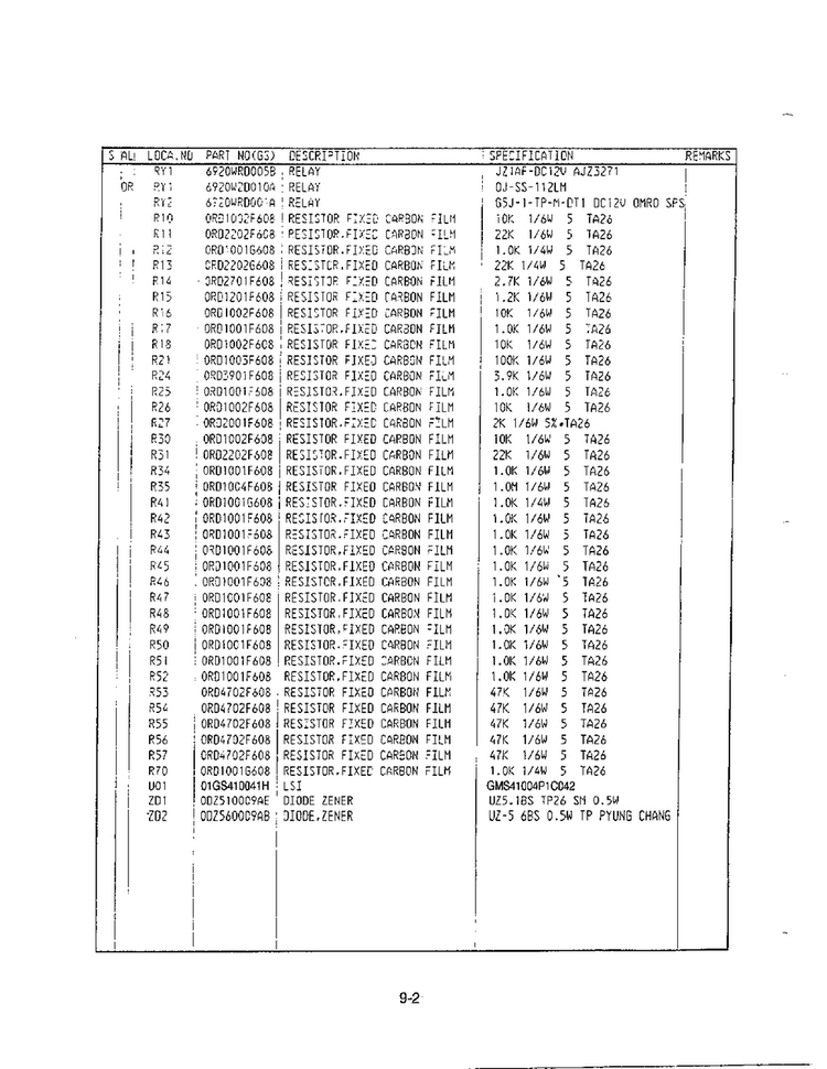 Power/control Circuit Board Diagram and Parts List for MA-972MW  LG Microwave