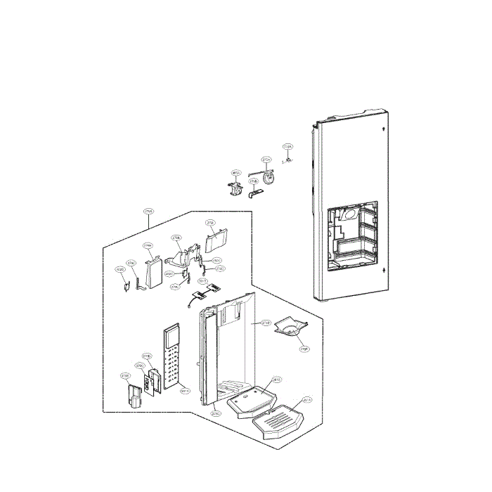 Dispenser Diagram and Parts List for LFX28977SW 00 LG Refrigerator