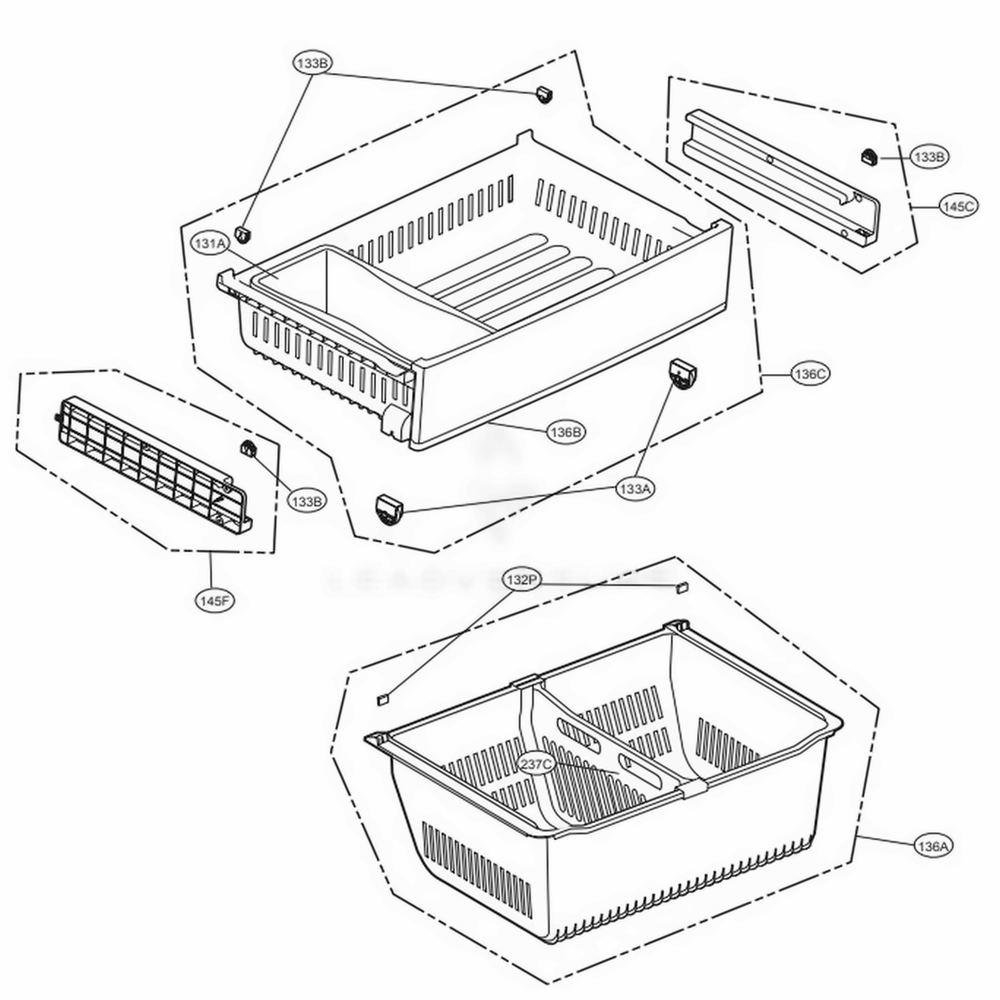 Freezer Parts Diagram and Parts List for LFX28968SW ASWCNA2 LG Refrigerator