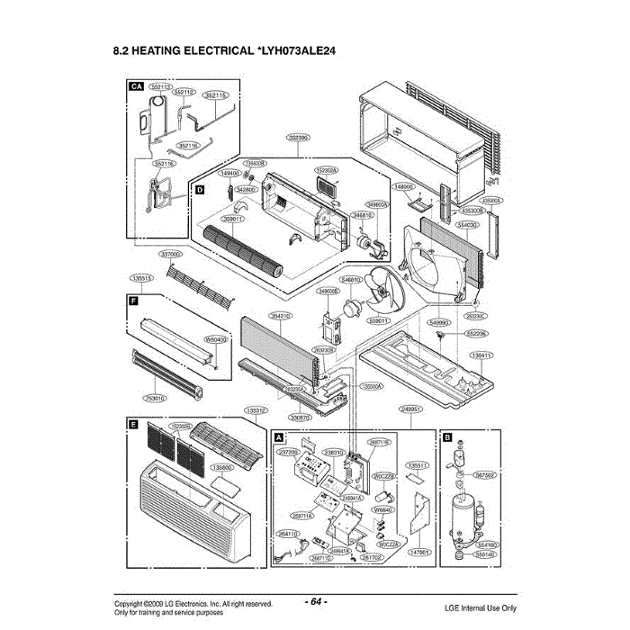Section Diagram and Parts List for LP070HED ASBBEUS LG Air Conditioner