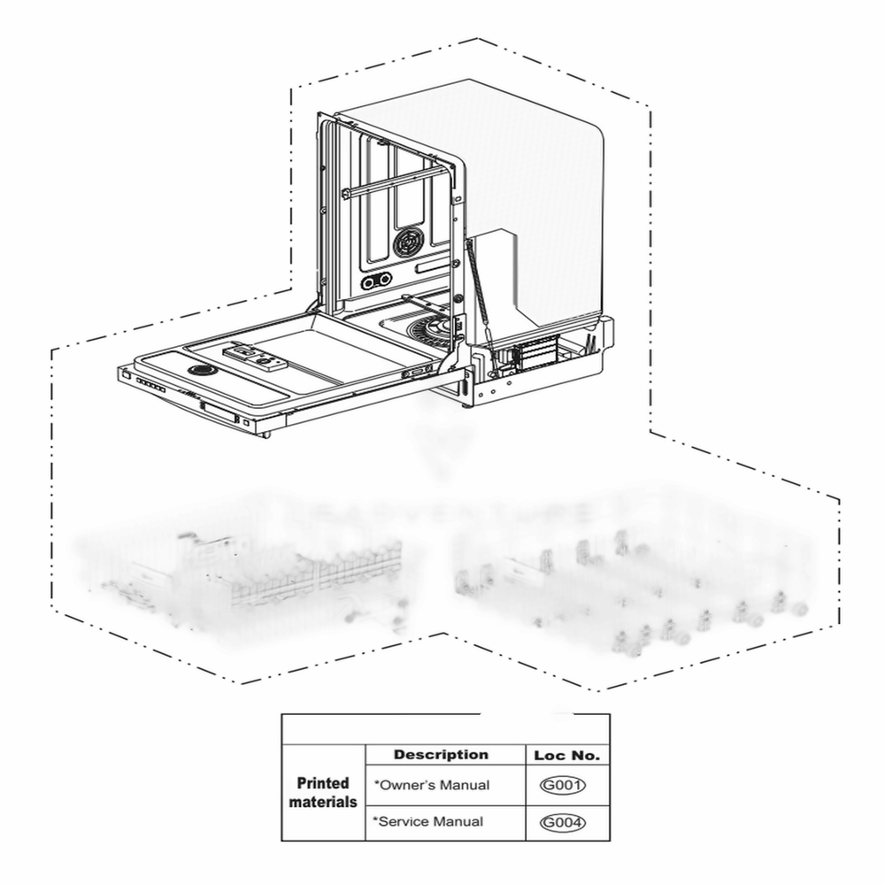 Main 2 Diagram and Parts List for LDF7774ST ASTEEUS LG Dishwasher
