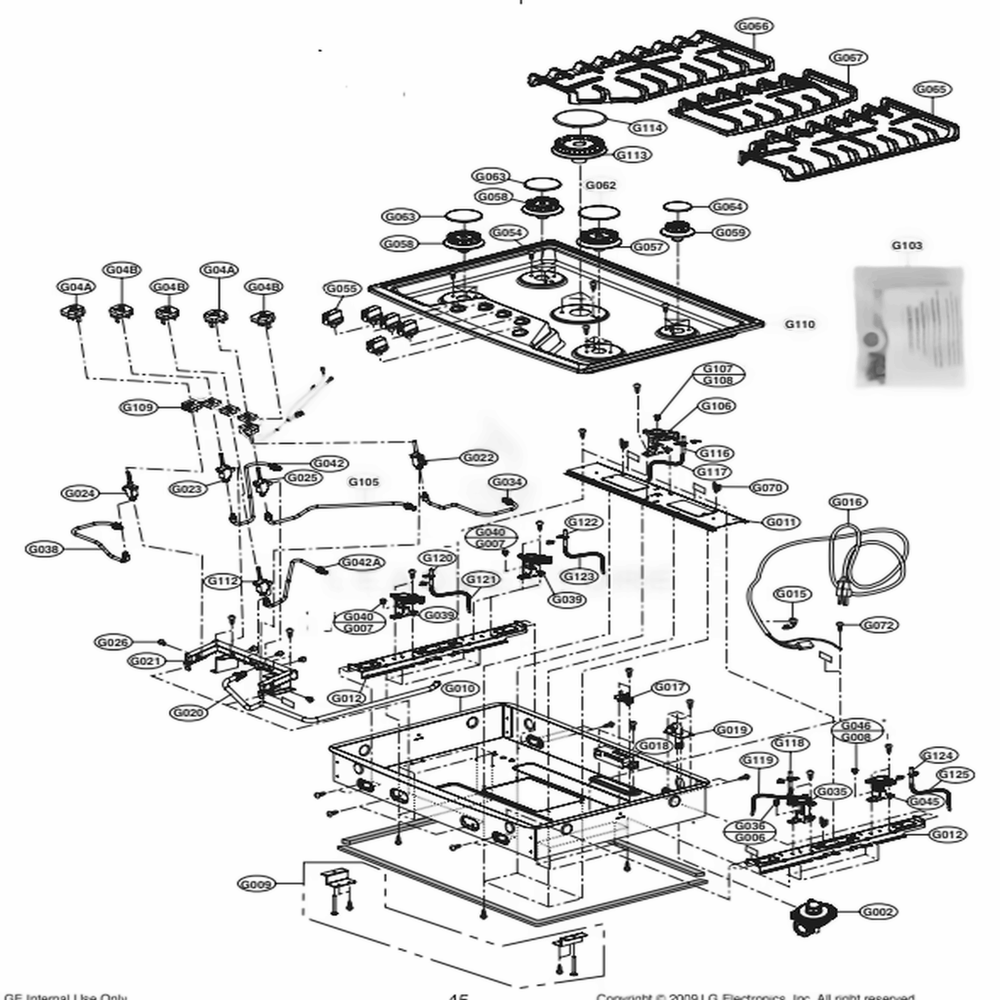 Main Diagram and Parts List for LCG3611BD ABDELGA LG Range