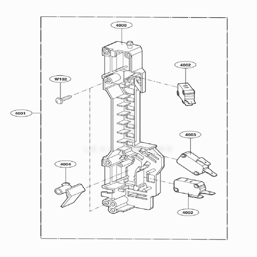 Latch Board Parts Diagram and Parts List for LMHM2017SB CBKELGA LG Microwave