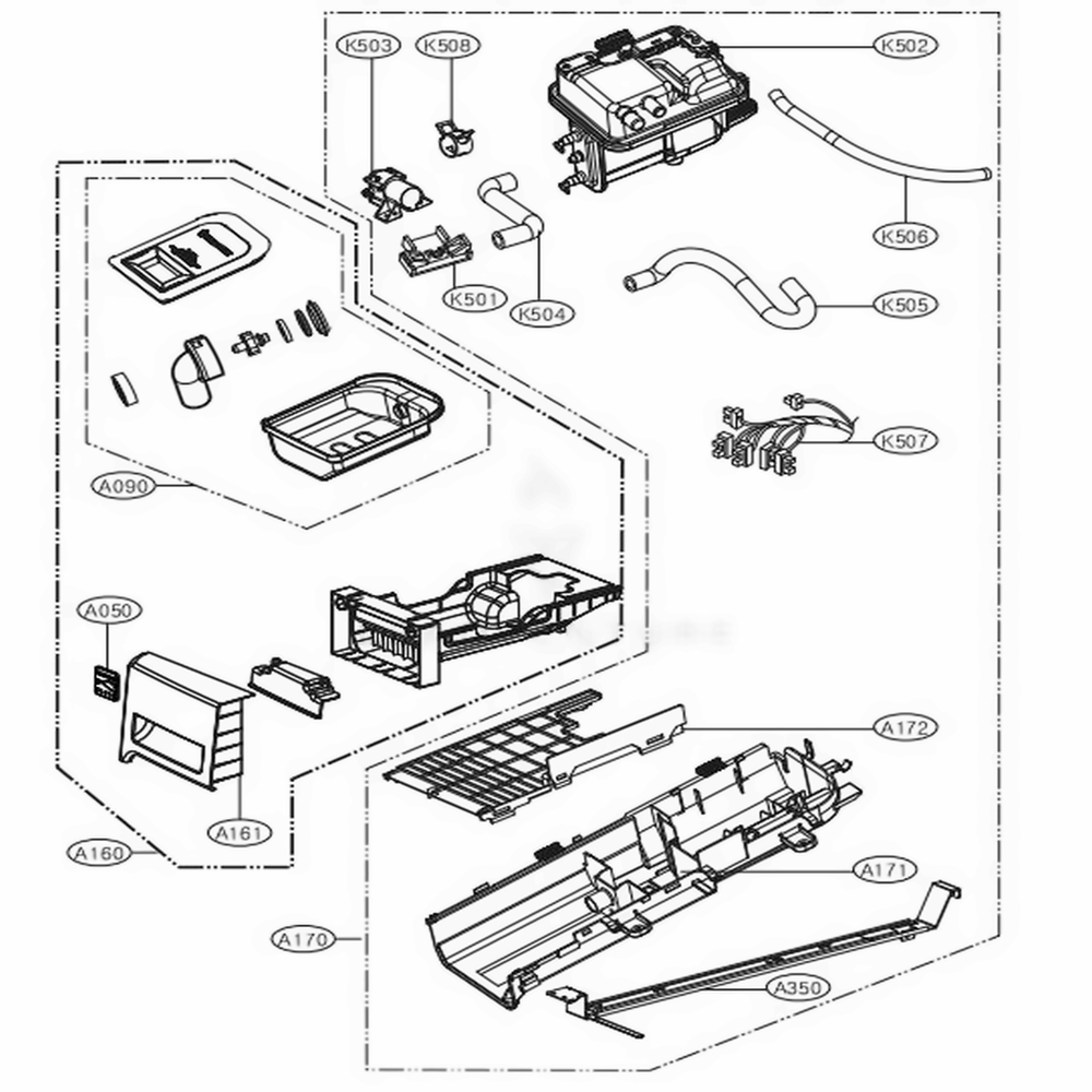 Panel Drawer Assembly And Guide Assembly Diagram and Parts List for 81728 APBESEU LG Dryer