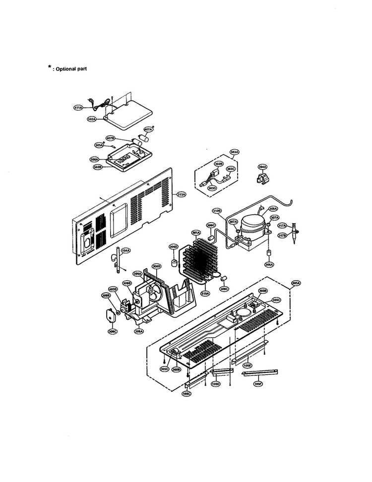 Machine Compartment Diagram and Parts List for LRSPC2331NI  LG Refrigerator