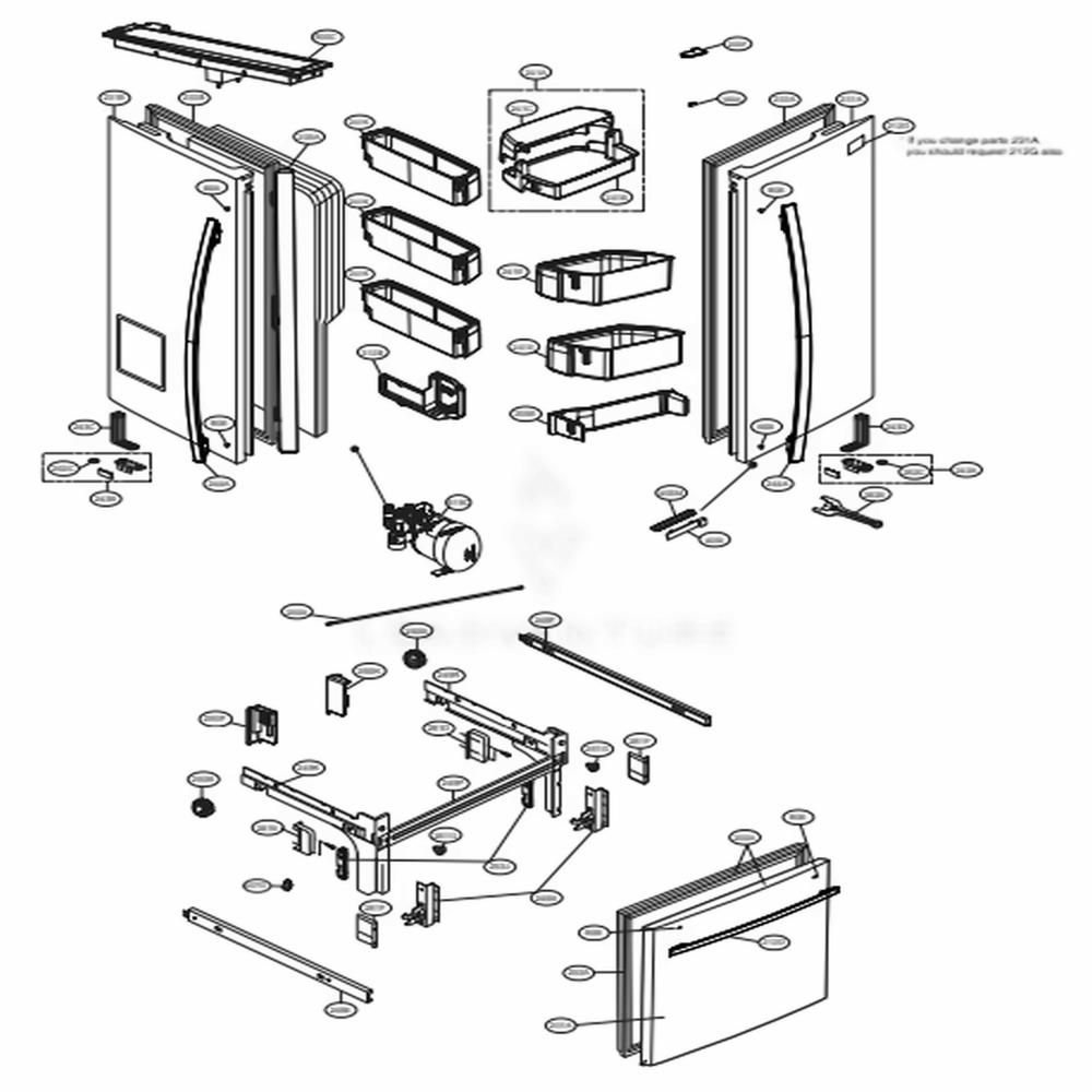 Door Parts Diagram and Parts List for 74113 ASTCSE0 LG Refrigerator
