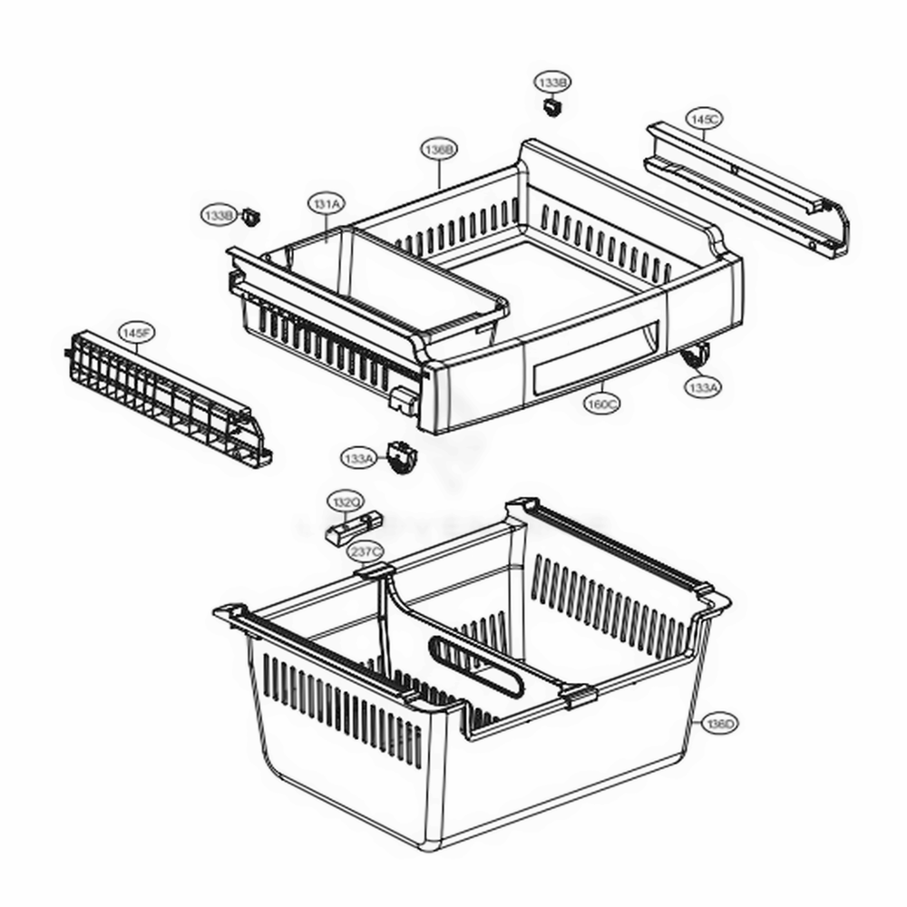 Freezer Parts Diagram and Parts List for LDCS22220W ASWCNA1 LG Refrigerator