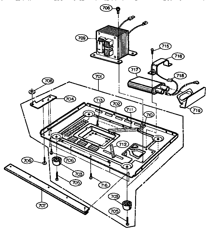 Base Plate Diagram and Parts List for MH-1353M  LG Microwave