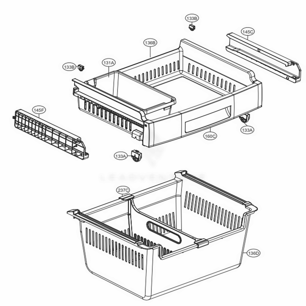 Freezer Parts Diagram and Parts List for LFDS22520S ASTCNA3 LG Refrigerator