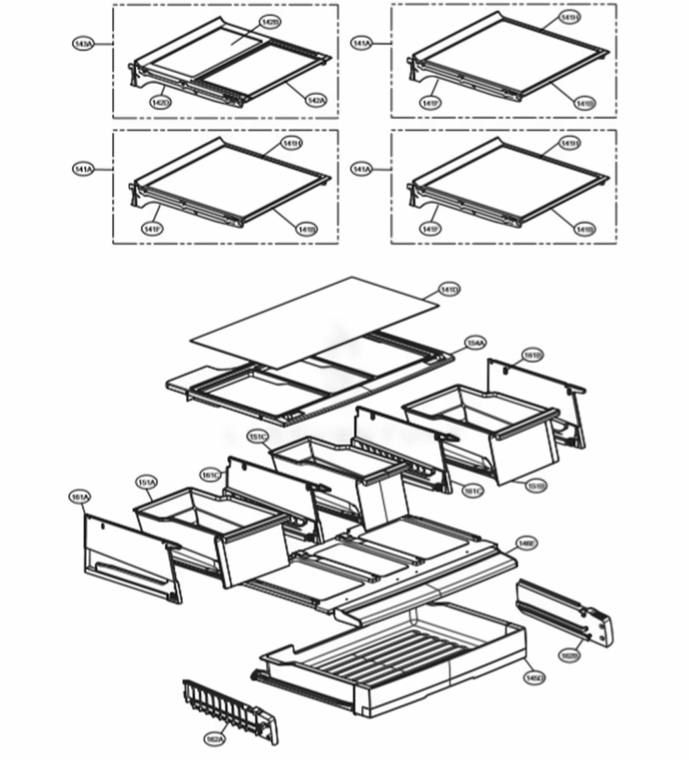 Refrigerator Parts Diagram and Parts List for LSFD2491ST ASTCNA0 LG Refrigerator