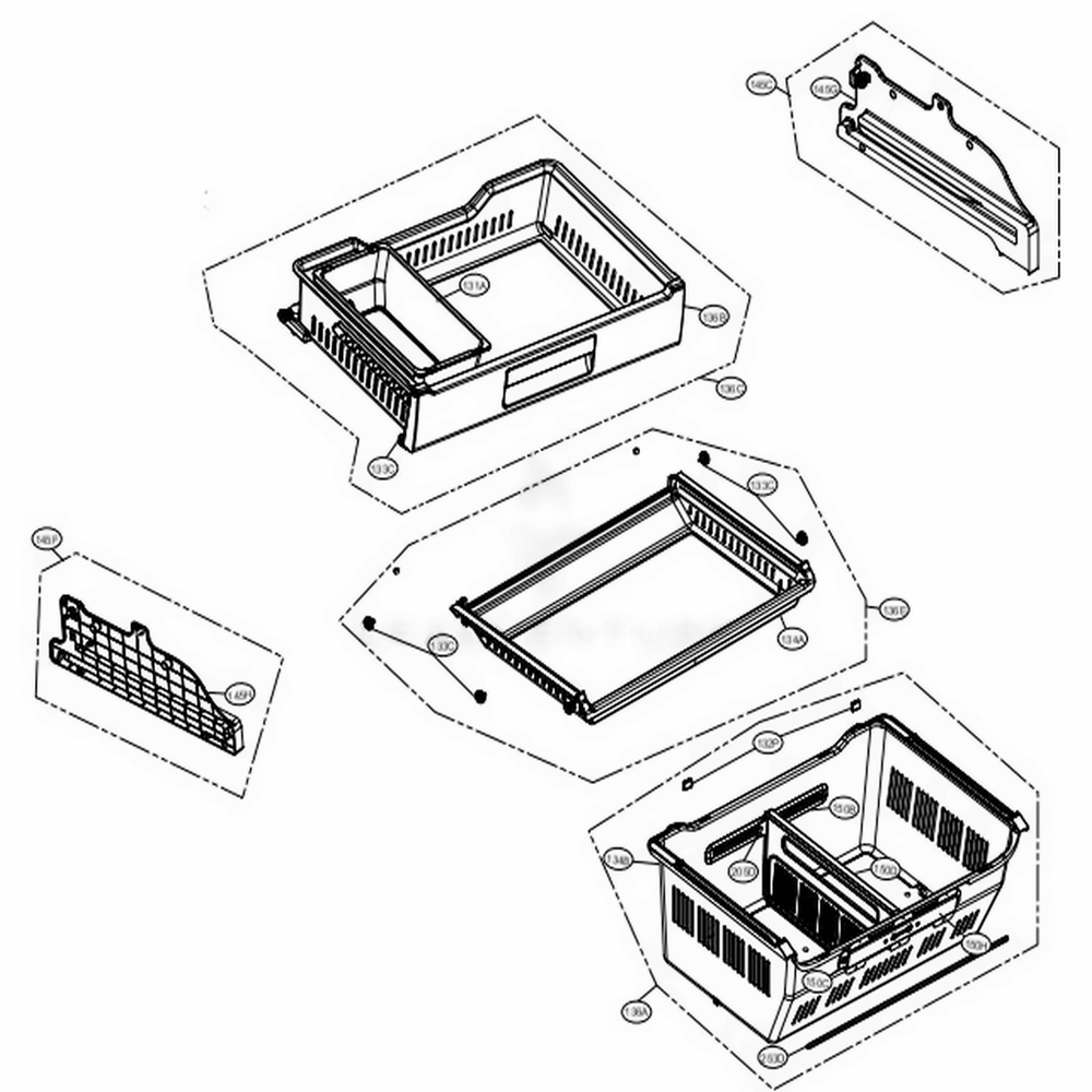 Freezer Parts Diagram and Parts List for 72373 ASTCSE2 LG Refrigerator