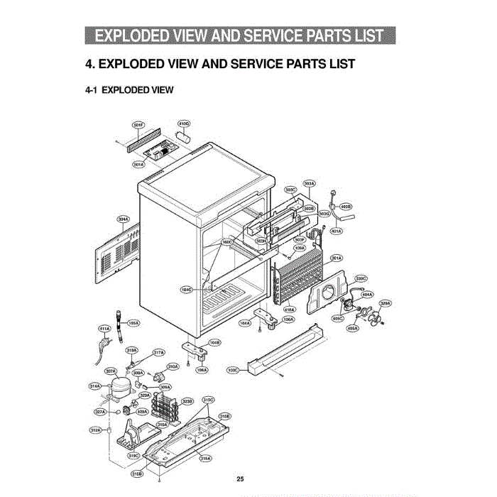 Section 1 Diagram and Parts List for GR-K09S AWSCSJA LG Refrigerator