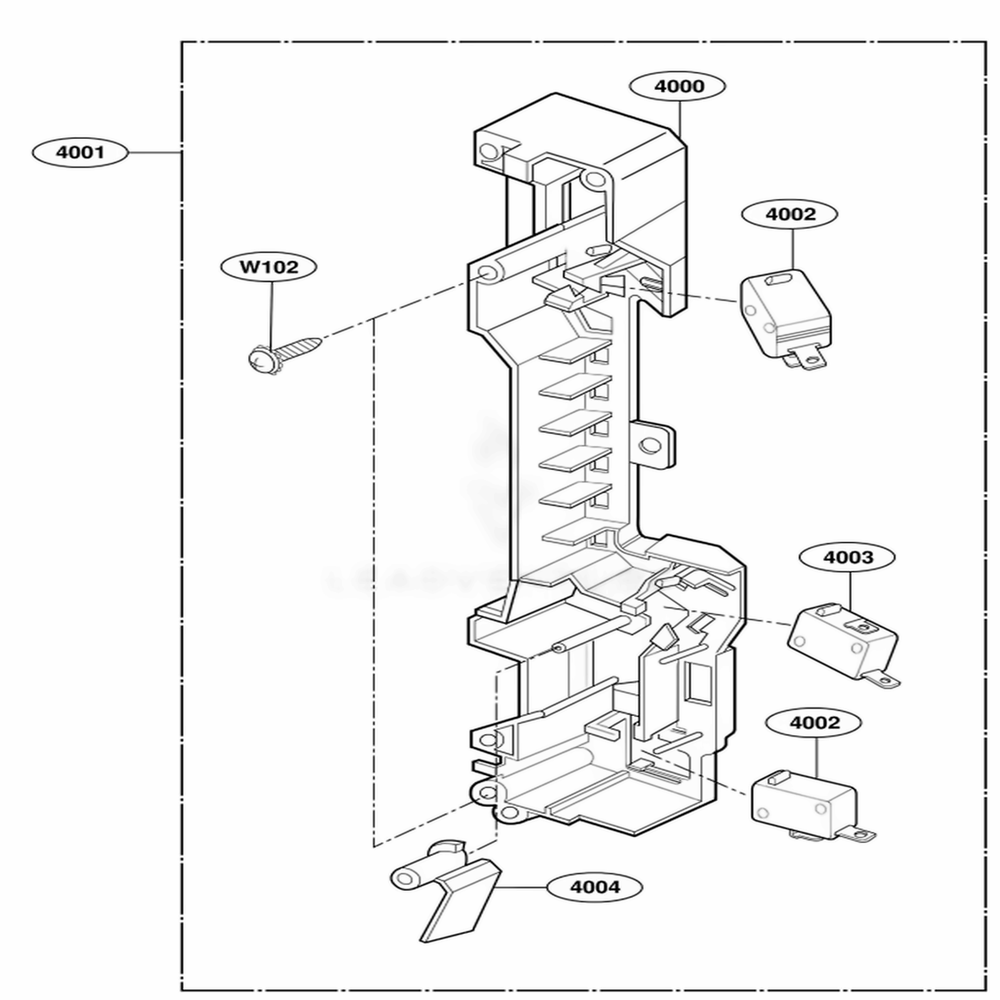 Latch Board Parts Diagram and Parts List for 80032 CWHESEA LG Range