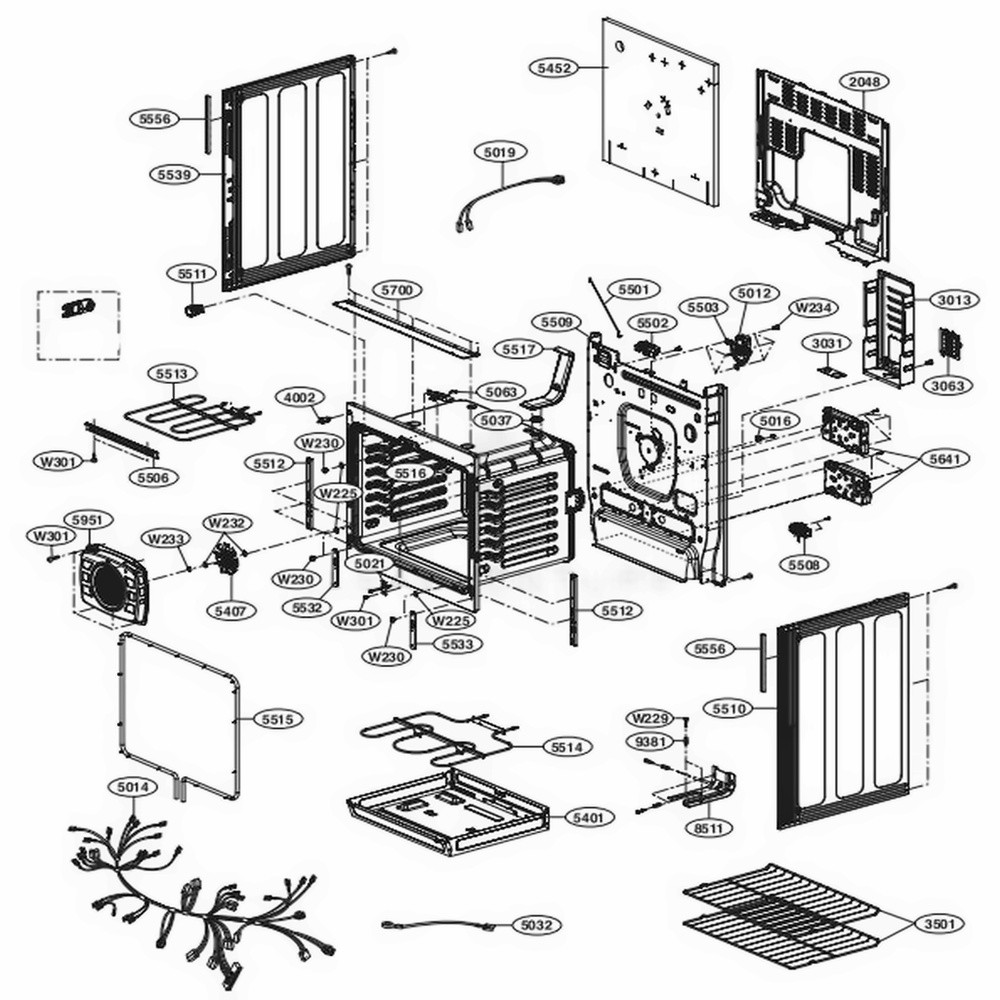 Cavity Parts Diagram and Parts List for LREL6323S FSTLLGA LG Range