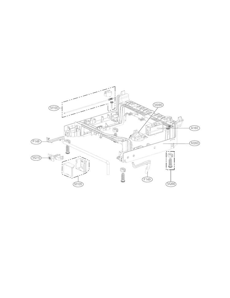 Base Assembly Parts Diagram and Parts List for LDF7774BB  LG Dishwasher