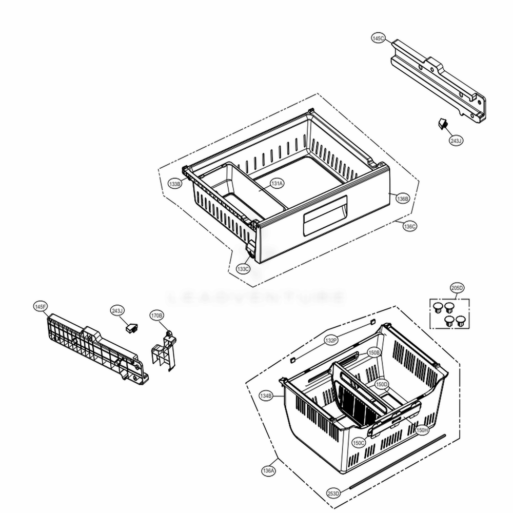 Freezer Parts Diagram and Parts List for LFXS29626S ASTCNA1 LG Refrigerator
