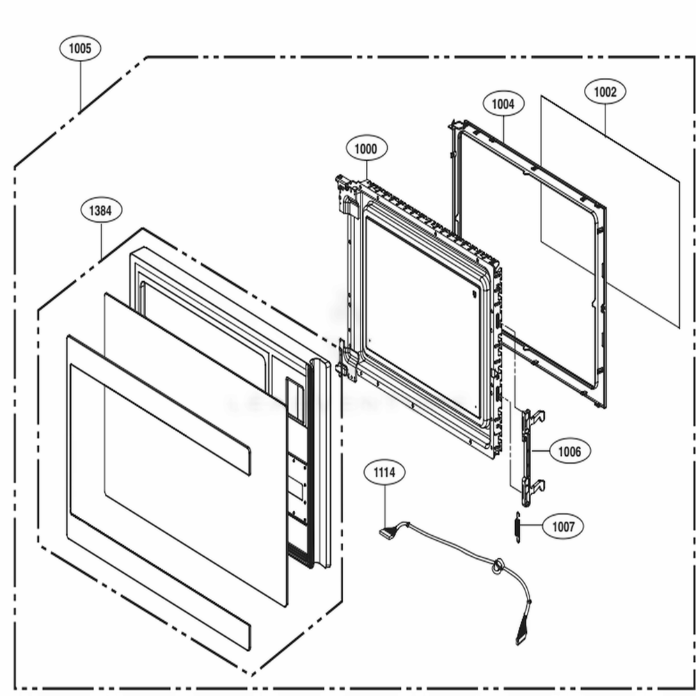 Door Parts Diagram and Parts List for LMC1575ST CS1ELNA LG Microwave